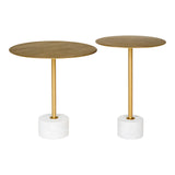 Lecco Side Table (Brass / Marble, Ø41 cm)