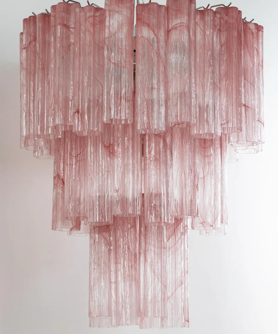 Murano Pink Alabaster Tronchi Chandelier Ø65 - 48 Tubes