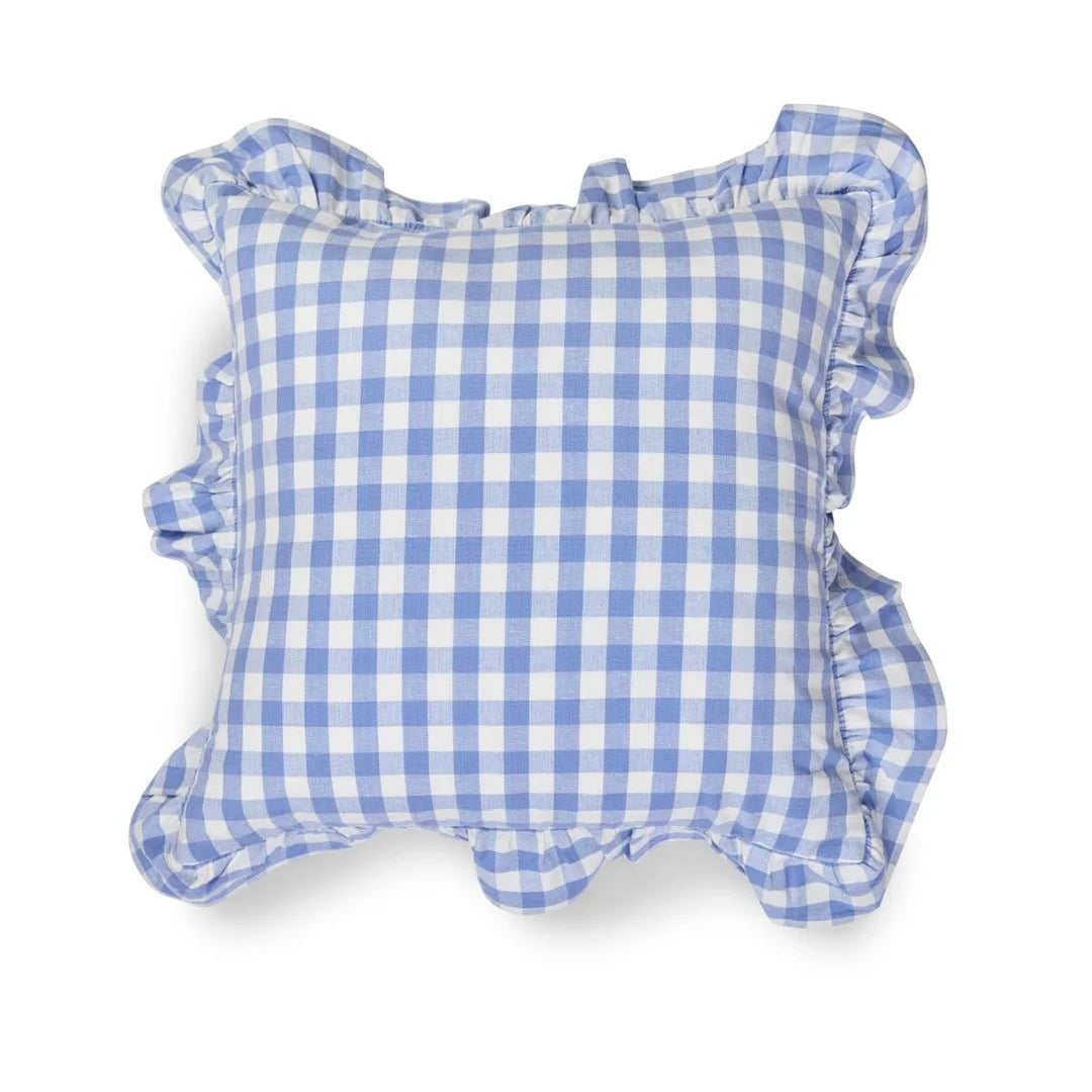 ByTimo Cushion Cover with Volang 50x50 – Blue Checks - Bellavé Studio