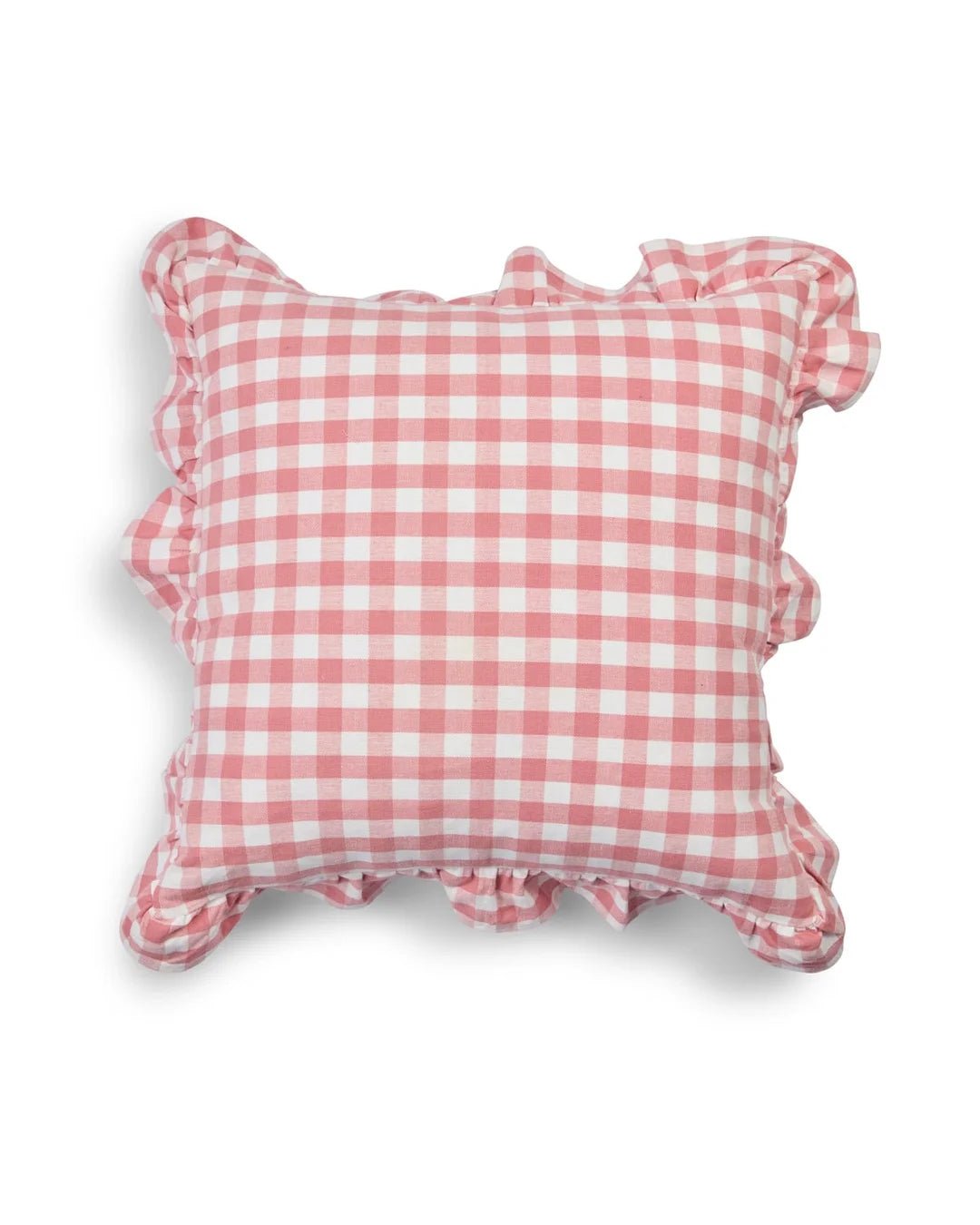 ByTimo Cushion Cover with Volang 50x50 – Pink Checks - Bellavé Studio