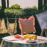 ByTimo Cushion Cover with Volang 50x50 – Pink Checks - Bellavé Studio