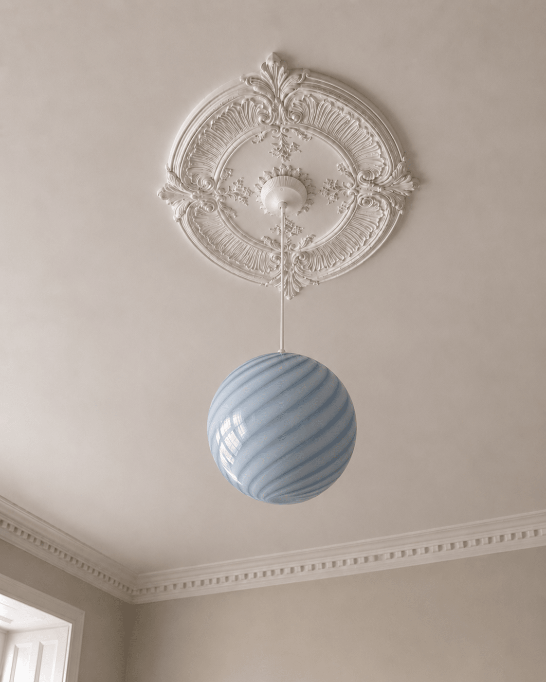 Candy Light Blue Swirl Murano Pendant Lamp – Ø30 - Bellavé Studio