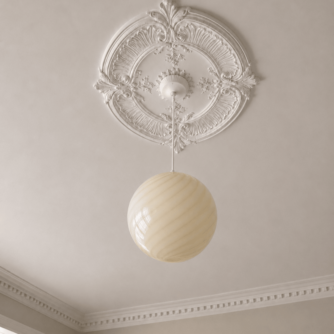 Candy Light Yellow Swirl Murano Pendant Lamp – Ø30 - Bellavé Studio