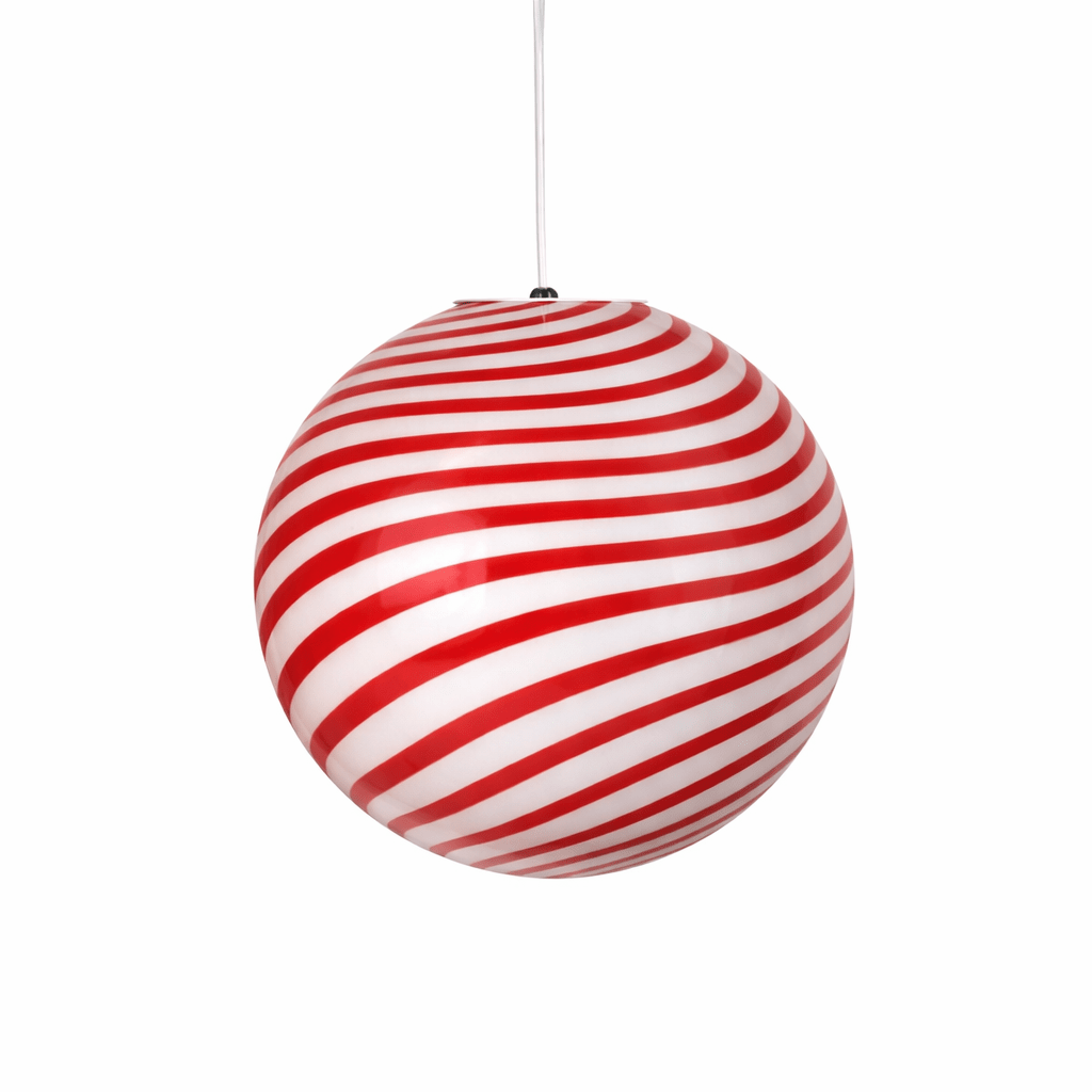 Candy Red & White Swirl Murano Pendant Lamp – Ø30 - Bellavé Studio