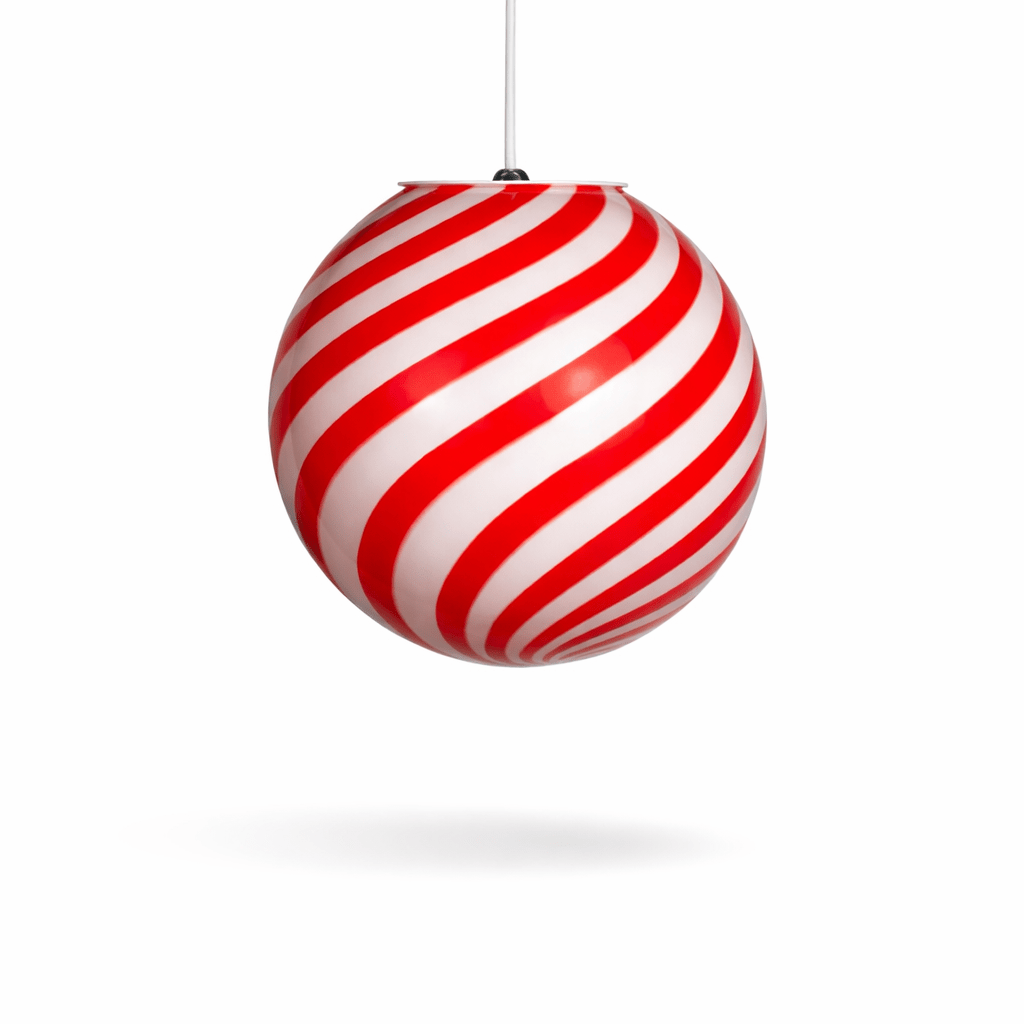 Candy Swirl Murano Pendant Lamp – Red & White Ø20 - Bellavé Studio