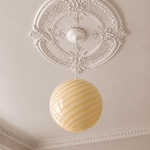 Candy Swirl Murano Pendant Lamp – White & Light Yellow Ø40 - Bellavé Studio