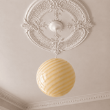 Candy Swirl Murano Pendant Lamp – White & Light Yellow Ø40 - Bellavé Studio