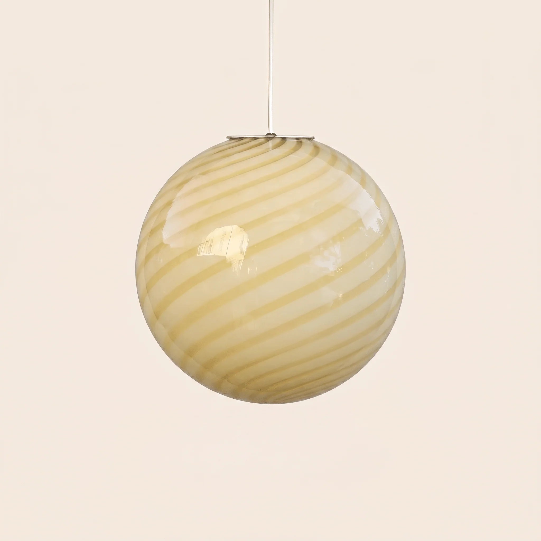 Candy Swirl Murano Pendant Lamp – White & Light Yellow Ø40 - Bellavé Studio