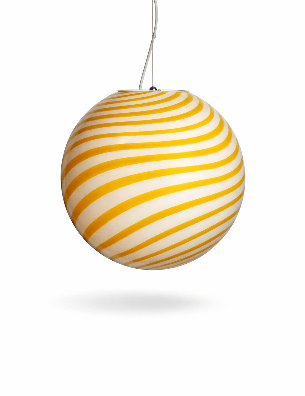 Candy Swirl Murano Pendant Lamp – White & Yellow Ø40 - Bellavé Studio