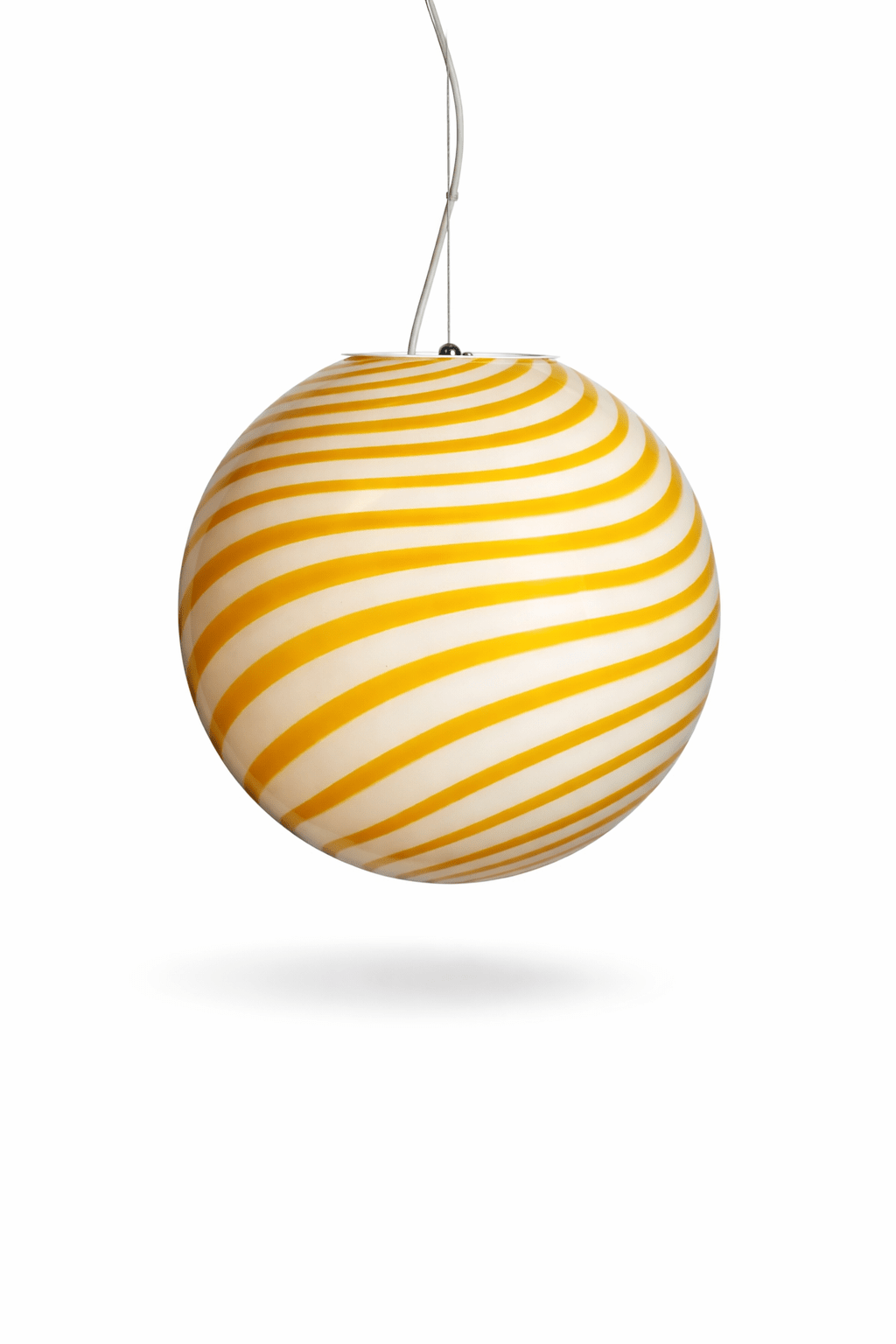 Candy Swirl Murano Pendant Lamp – White & Yellow Ø40 - Bellavé Studio
