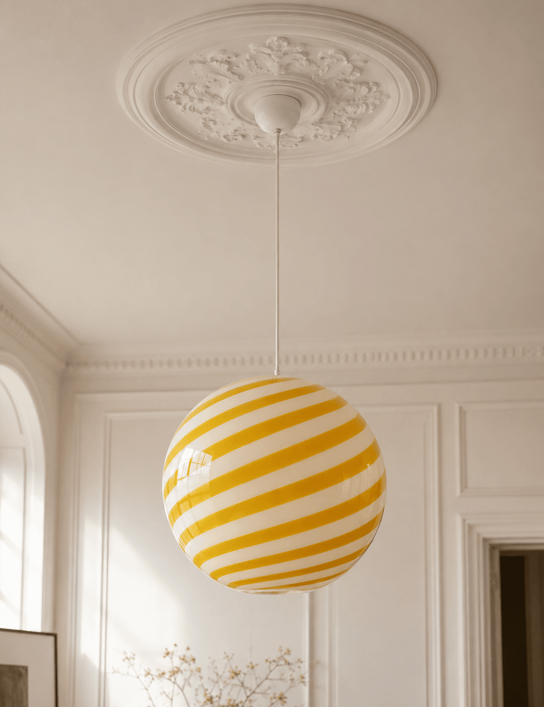 Candy Yellow Swirl Murano Pendant Lamp – Ø30 - Bellavé Studio