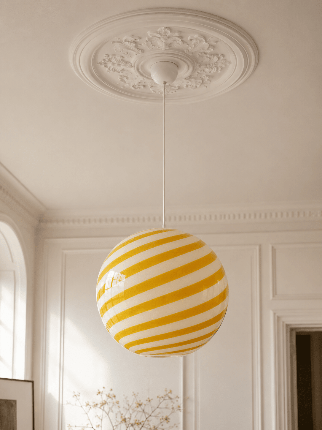 Candy Yellow Swirl Murano Pendant Lamp – Ø30 - Bellavé Studio