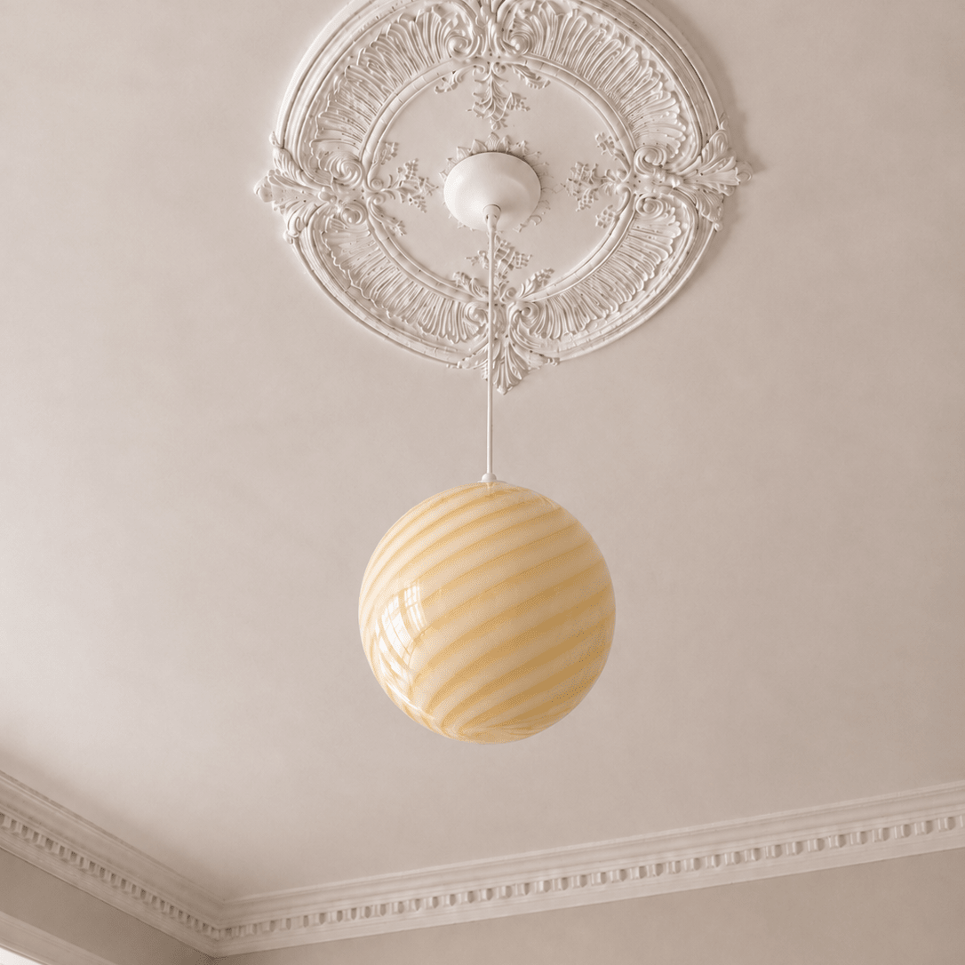 Candy Yellow Swirl Murano Pendant Lamp – Ø30 - Bellavé Studio