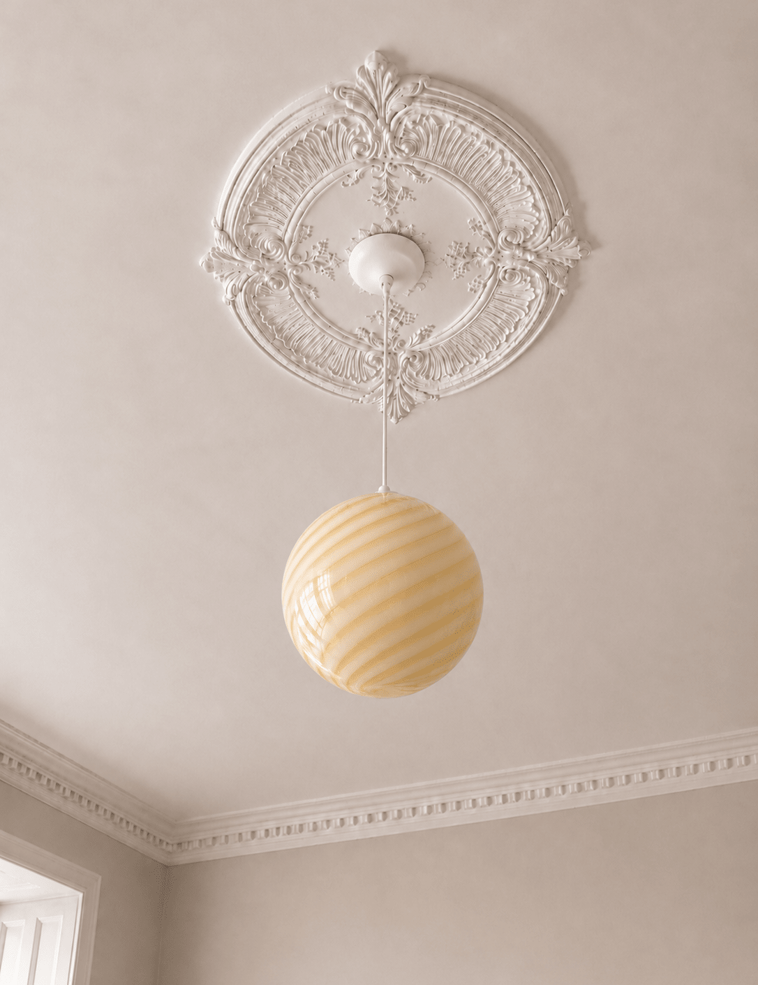 Candy Yellow Swirl Murano Pendant Lamp – Ø30 - Bellavé Studio