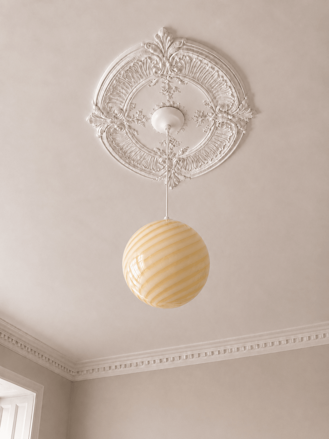 Candy Yellow Swirl Murano Pendant Lamp – Ø30 - Bellavé Studio