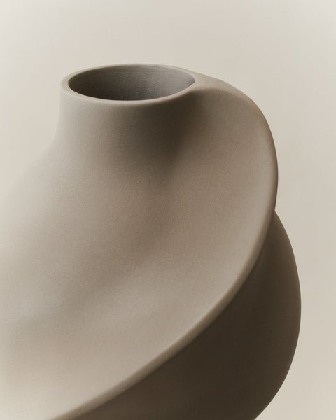 Ceramic Pirout Vase 01 22cm Sanded Grey - Bellavé Studio