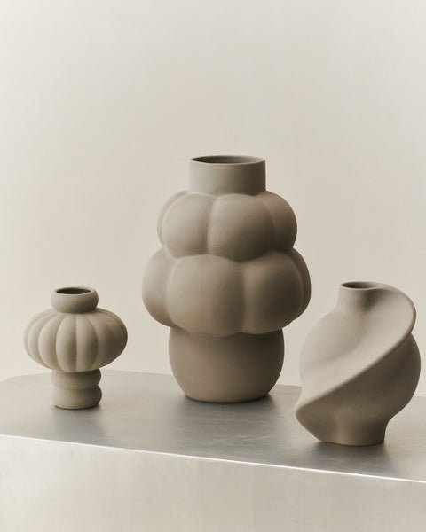 Ceramic Pirout Vase 01 22cm Sanded Grey - Bellavé Studio