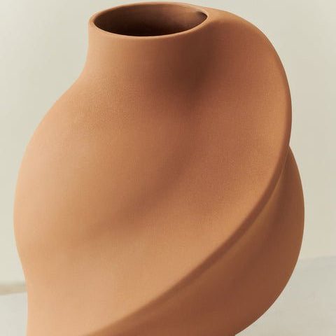 Ceramic Pirout Vase 01 22cm Sanded Ocker - Bellavé Studio