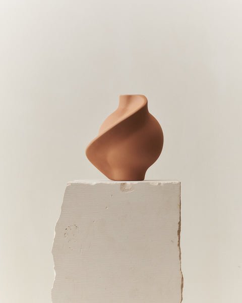 Ceramic Pirout Vase 01 22cm Sanded Ocker - Bellavé Studio