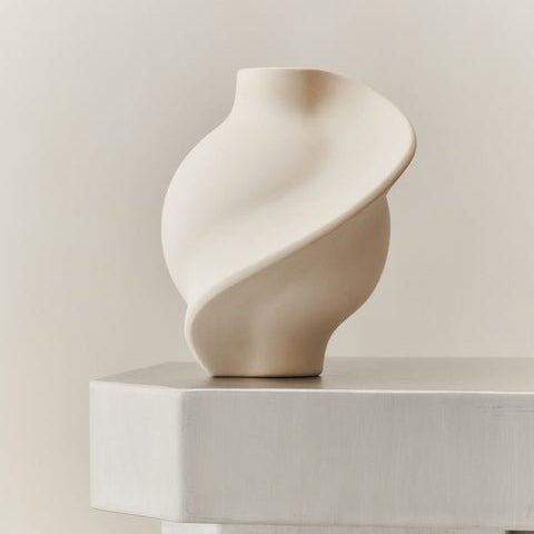 Ceramic Pirout Vase 02 42cm Raw White - Bellavé Studio