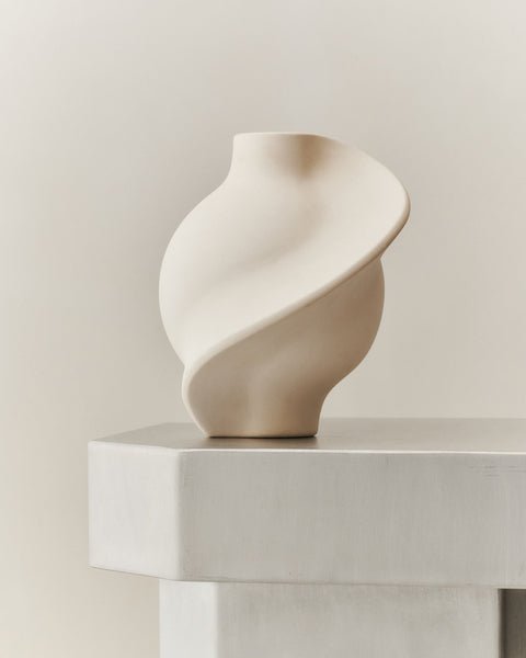 Ceramic Pirout Vase 02 42cm Raw White - Bellavé Studio
