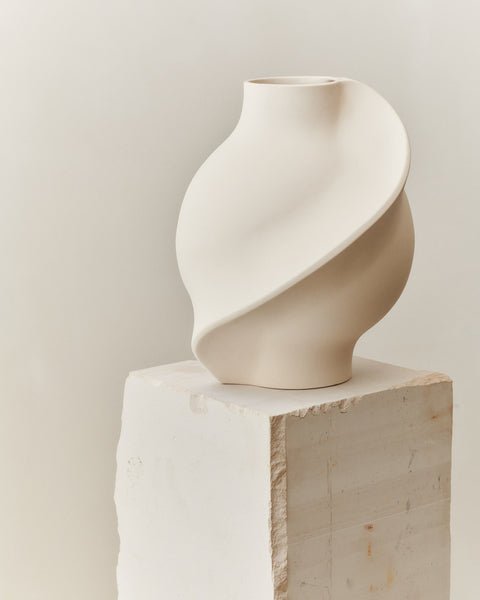 Ceramic Pirout Vase 02 42cm Raw White - Bellavé Studio