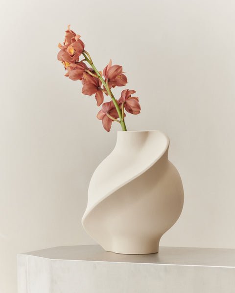 Ceramic Pirout Vase 02 42cm Raw White - Bellavé Studio