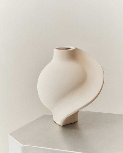 Ceramic Pirout Vase 02 42cm Raw White - Bellavé Studio