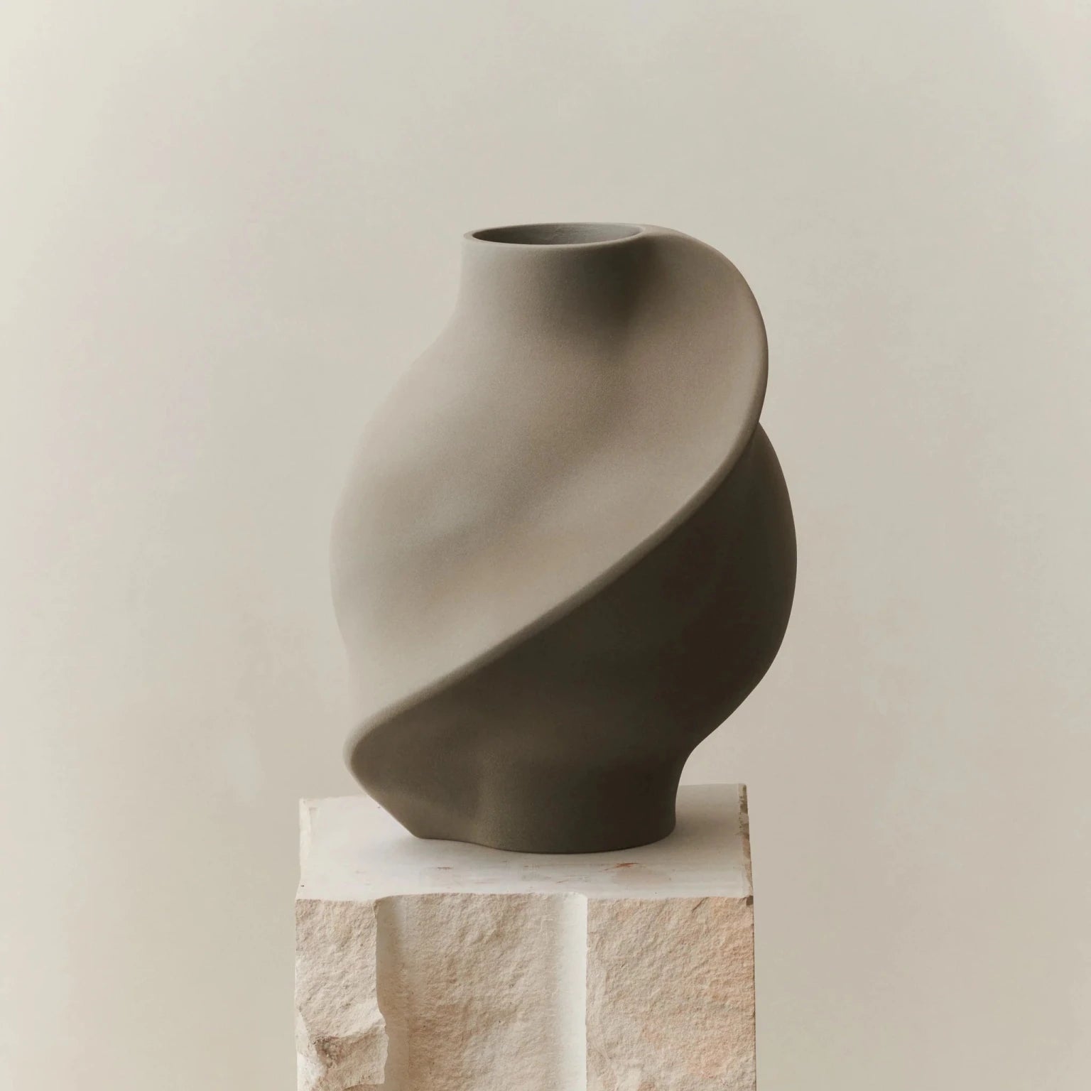Ceramic Pirout Vase 02 42cm Sanded Grey - Bellavé Studio