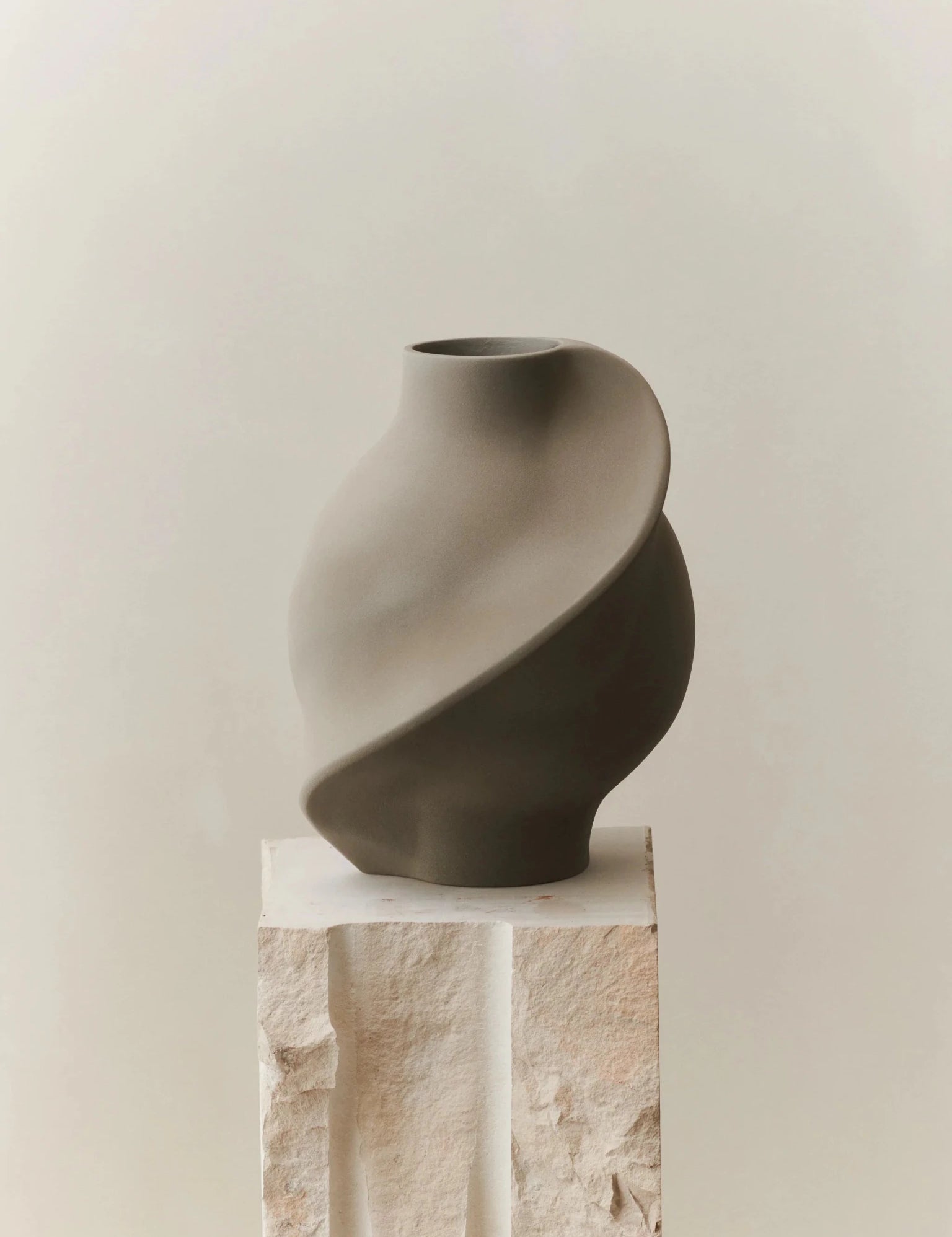 Ceramic Pirout Vase 02 42cm Sanded Grey - Bellavé Studio