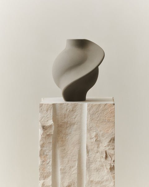 Ceramic Pirout Vase 02 42cm Sanded Grey - Bellavé Studio