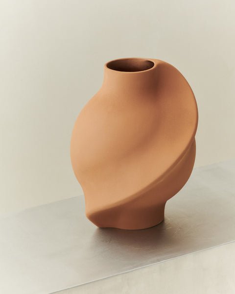 Ceramic Pirout Vase 02 42cm Sanded Ocker - Bellavé Studio