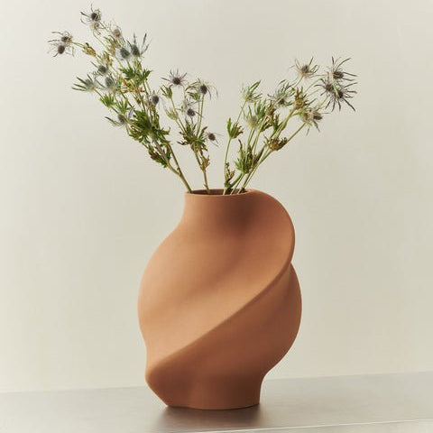 Ceramic Pirout Vase 02 42cm Sanded Ocker - Bellavé Studio