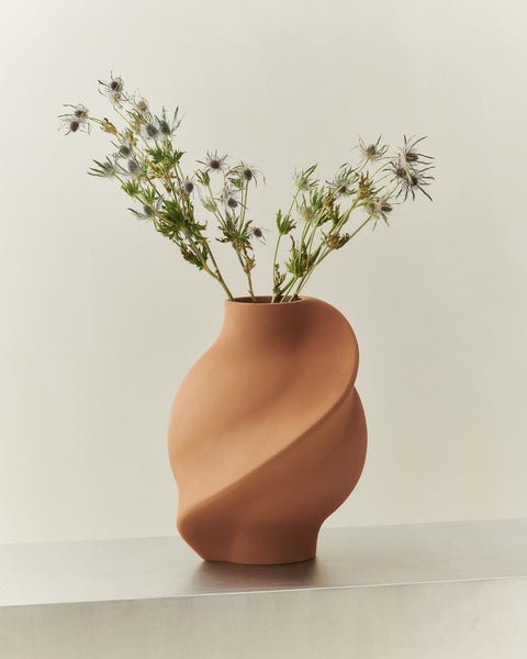 Ceramic Pirout Vase 02 42cm Sanded Ocker - Bellavé Studio