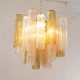 Murano Pagliesco, Clear and Cipria Pink Tronchi Chandelier Ø53 - 24 Tubes