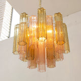 Murano Pagliesco and Cipria Pink Tronchi Chandelier Ø53 - 24 Tubes