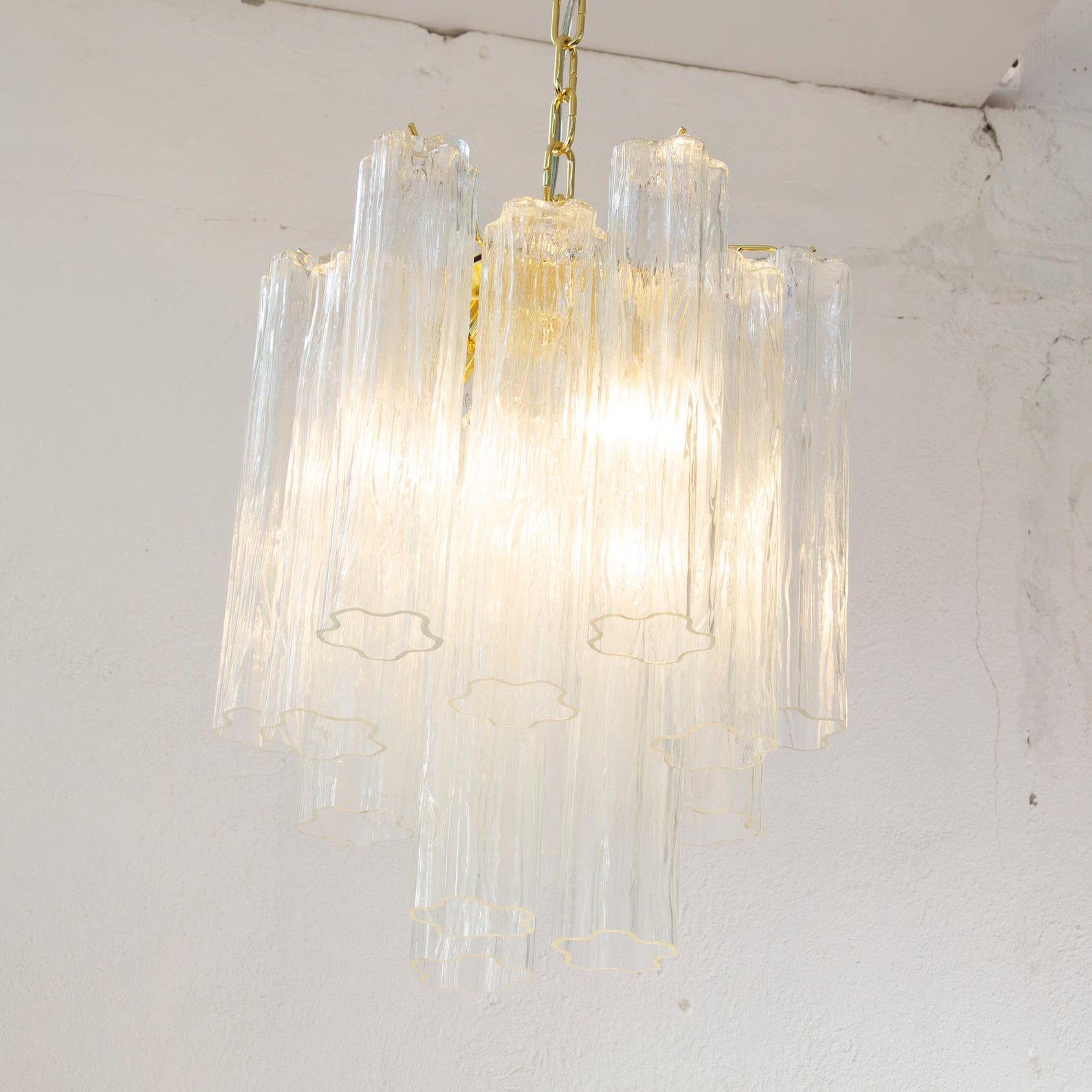 Murano Clear Tronchi Chandelier Ø36 - 15 Tubes