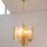Murano Pagliesco, Clear and Cipria Pink Tronchi Chandelier Ø53 - 24 Tubes