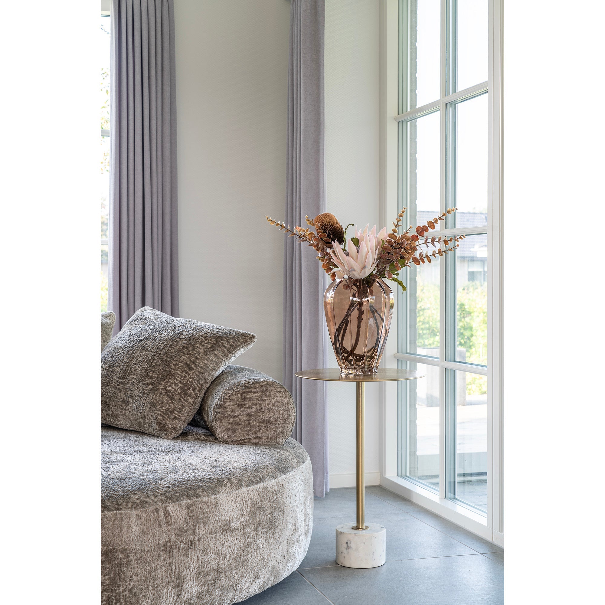 Lecco Side Table (Brass / Marble, Ø41 cm) - Bellavé Studio