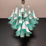 Mazzega Turquoise Lattimo Murano Petali Chandelier - Bellavé Studio