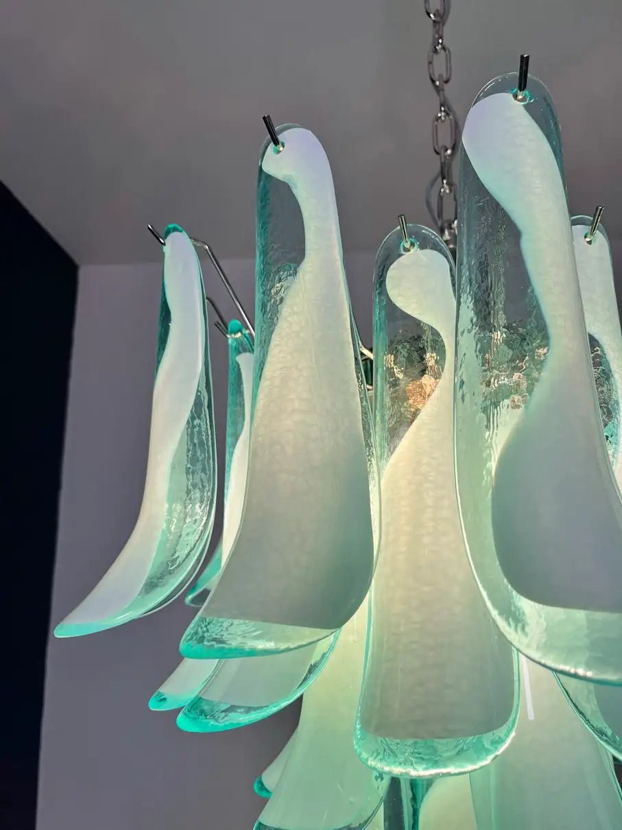 Mazzega Turquoise Lattimo Murano Petali Chandelier - Bellavé Studio