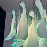 Mazzega Turquoise Lattimo Murano Petali Chandelier - Bellavé Studio