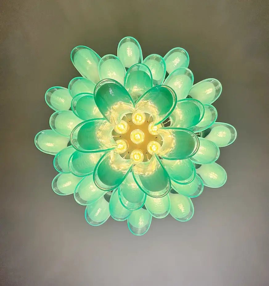 Mazzega Turquoise Lattimo Murano Petali Chandelier - Bellavé Studio