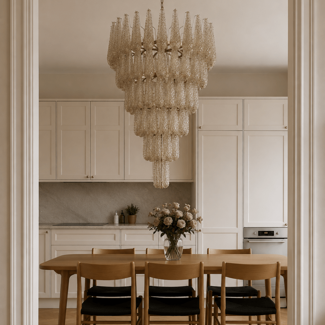 Murano Amber Drop Chandelier - 75 Drop - Bellavé Studio
