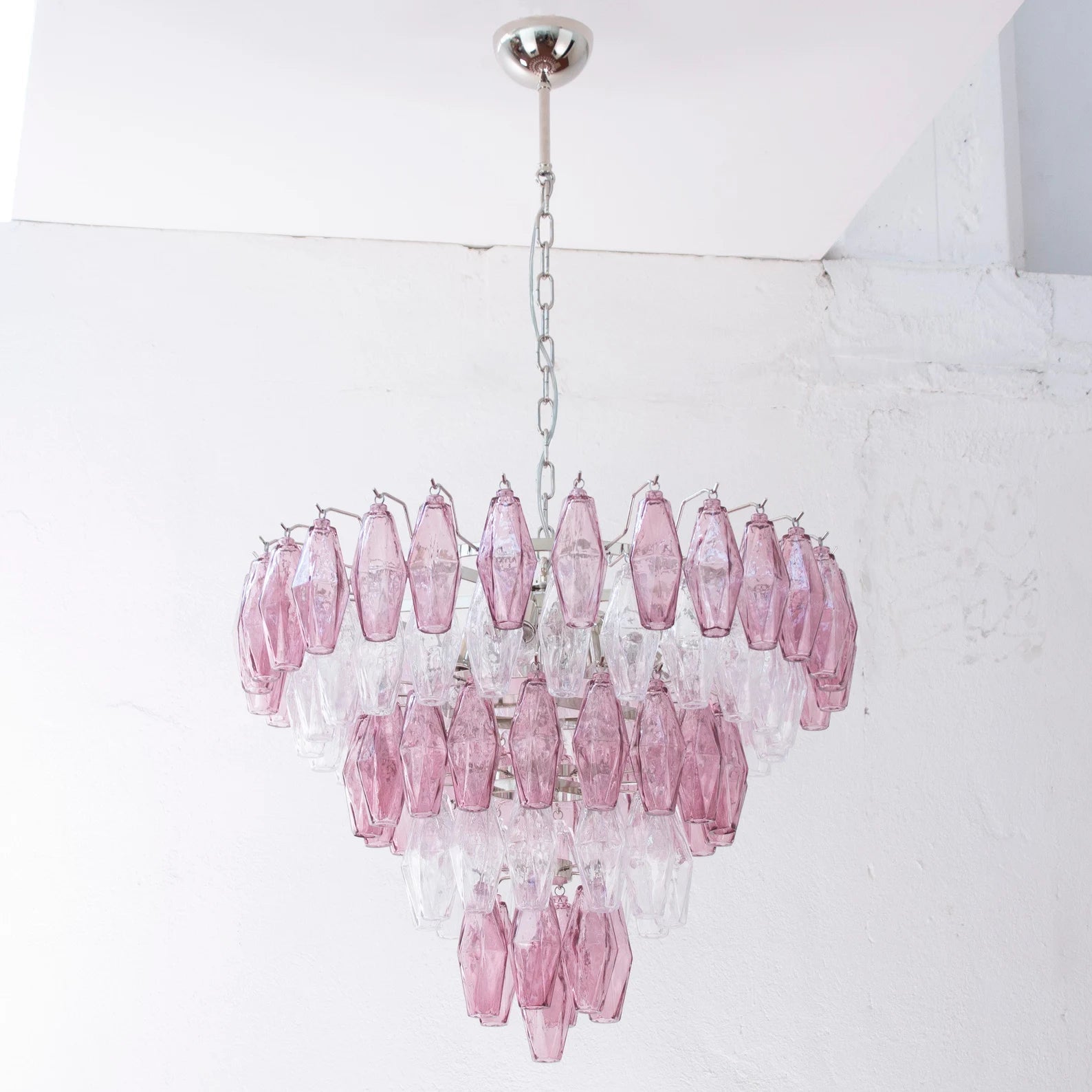 Murano Amethyst/Clear Poliedri Chandelier Ø75 - Bellavé Studio
