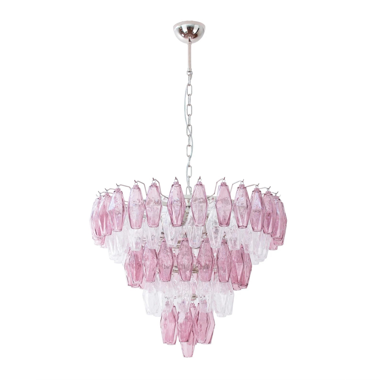 Murano Amethyst/Clear Poliedri Chandelier Ø75 - Bellavé Studio