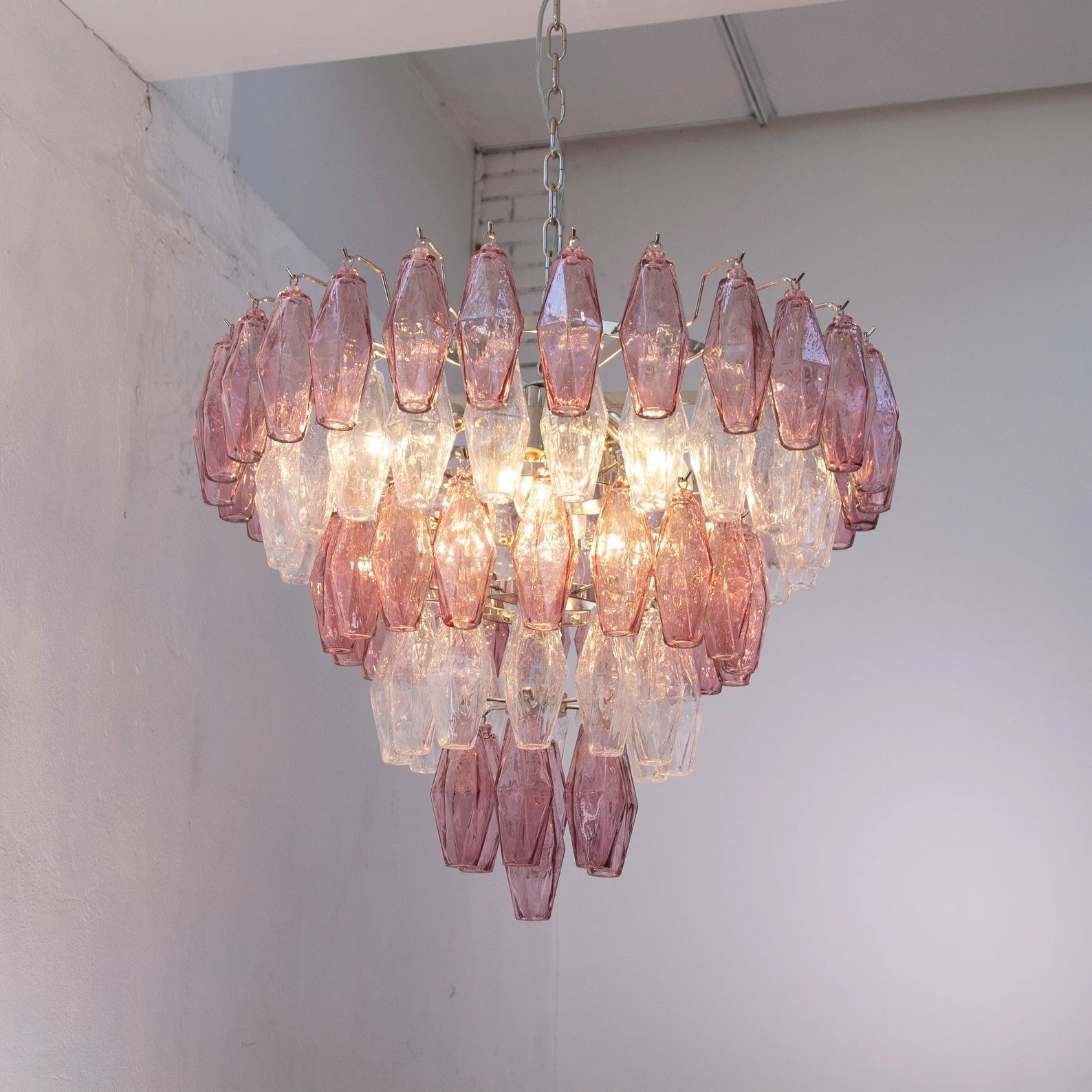 Murano Amethyst/Clear Poliedri Chandelier Ø75 - Bellavé Studio