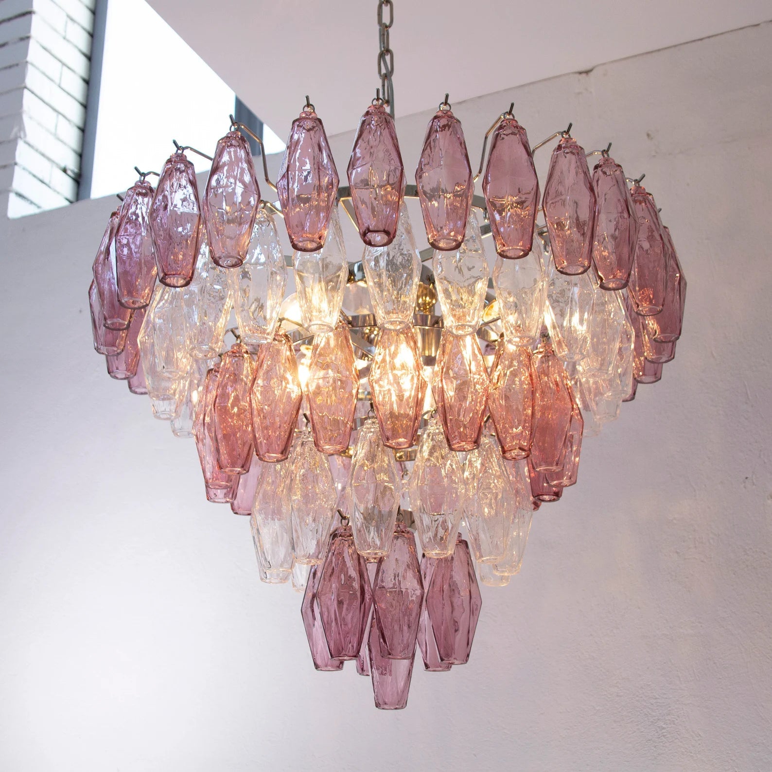 Murano Amethyst/Clear Poliedri Chandelier Ø75 - Bellavé Studio