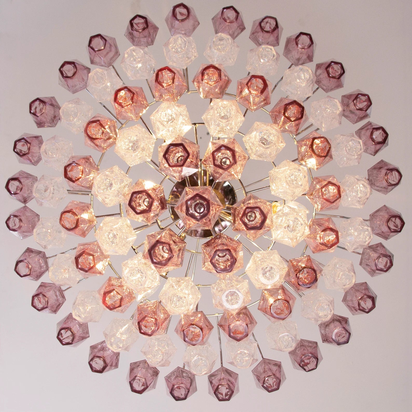 Murano Amethyst/Clear Poliedri Chandelier Ø75 - Bellavé Studio