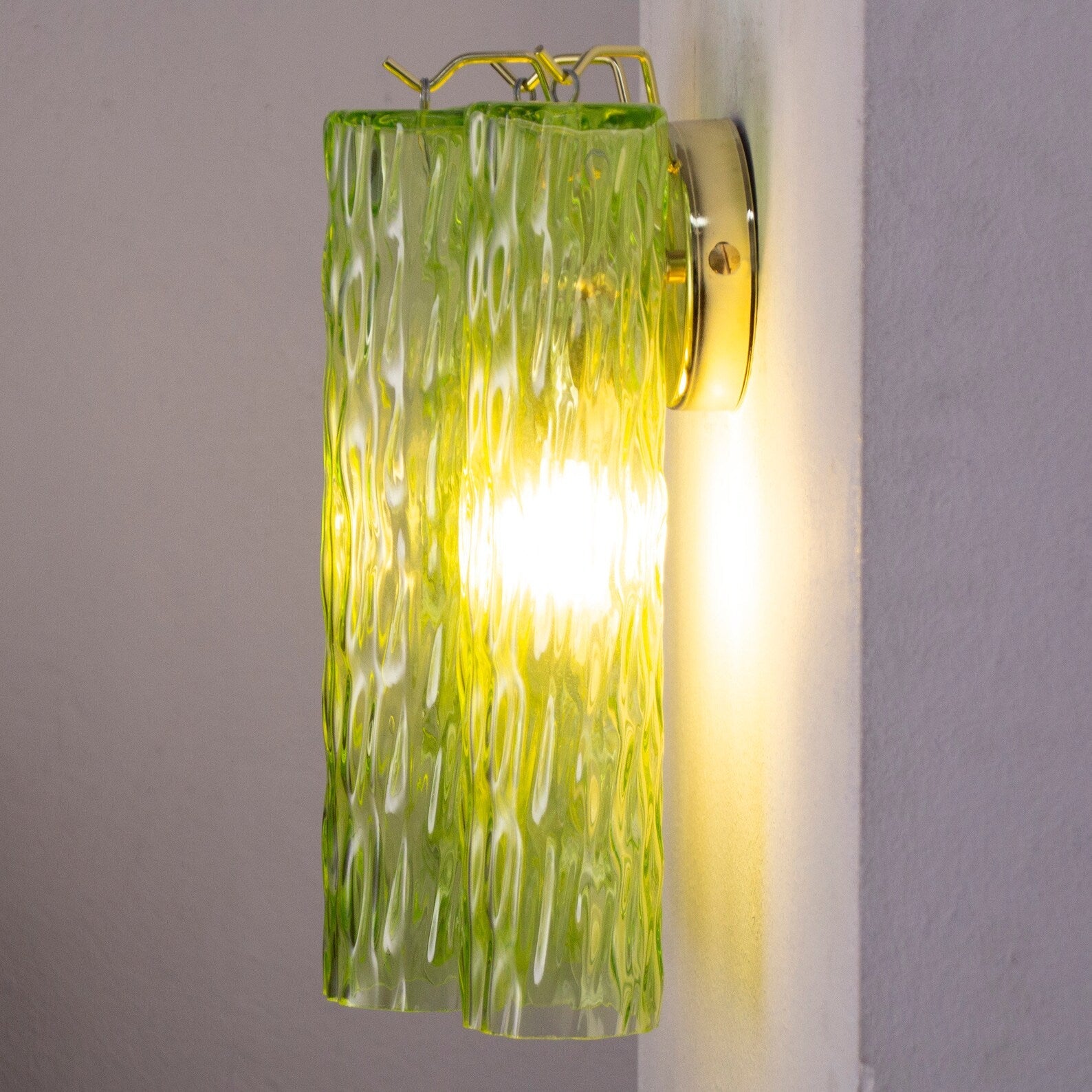 Murano Apple Green Tronchi Wall Sconces – Set of 2 - Bellavé Studio